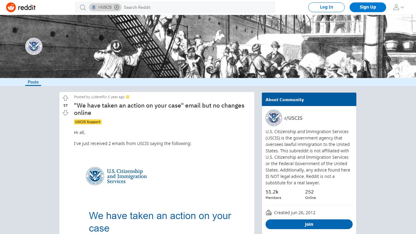 "We have taken an action on your case" email but no changes online