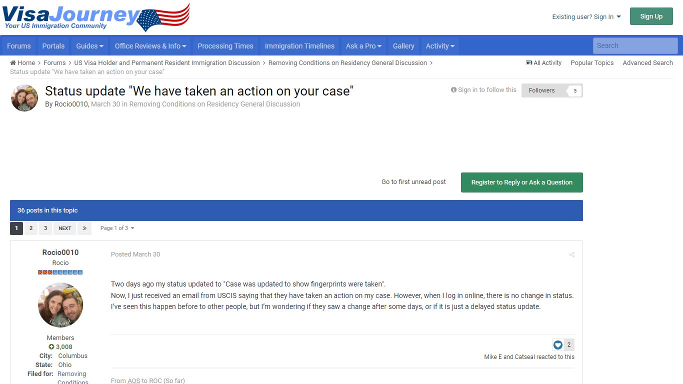 Status update "We have taken an action on your case"