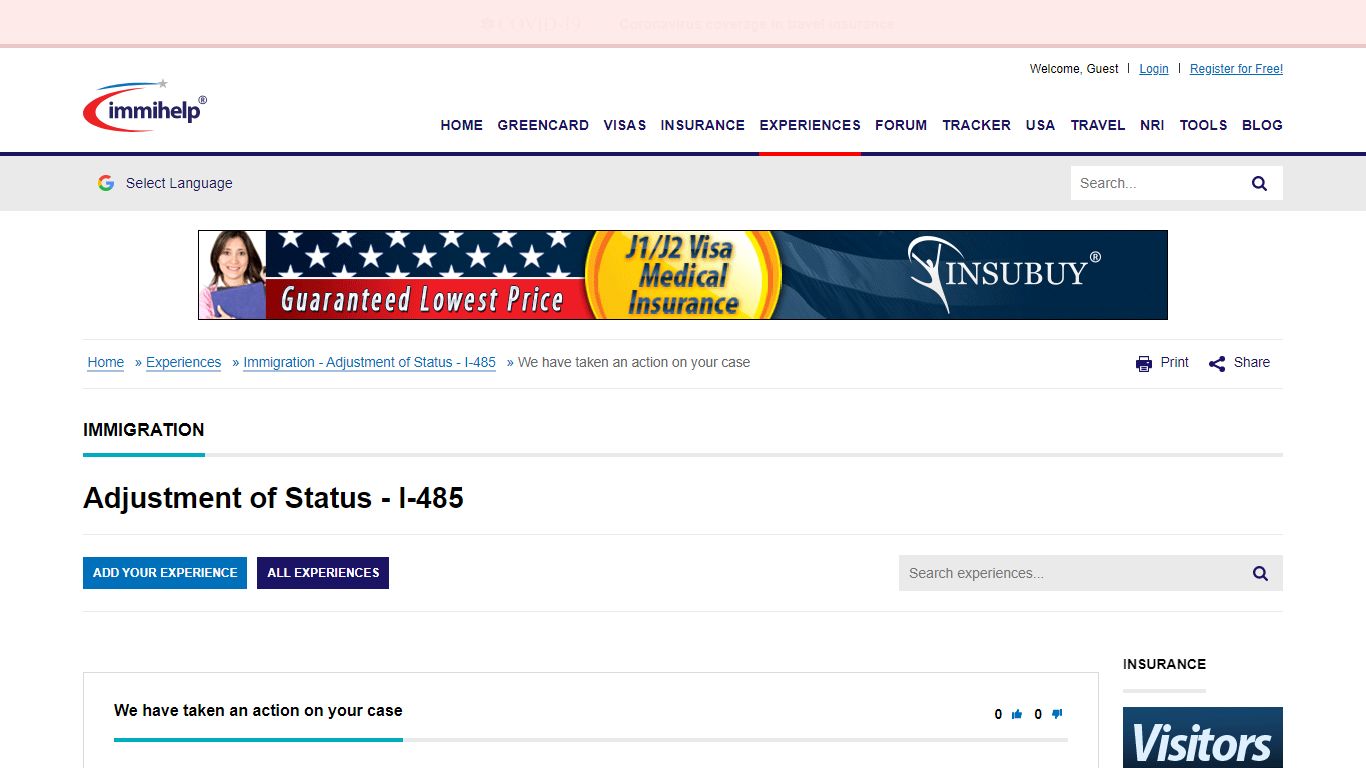 Adjustment of Status - I-485 Experiences - We have taken an action on ...